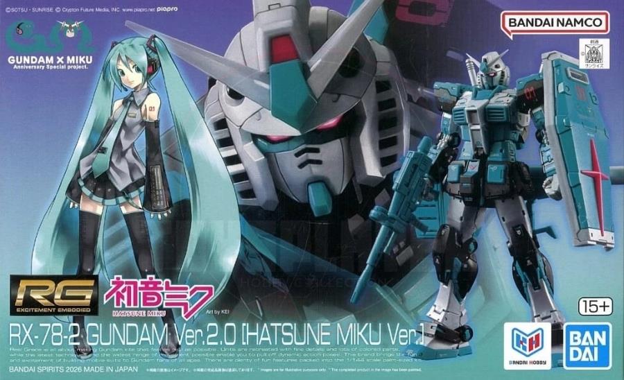 P-Bandai RG 1/144 RX-78-2 Gundam Ver.2.0 Hatsune Miku Ver Model Kits